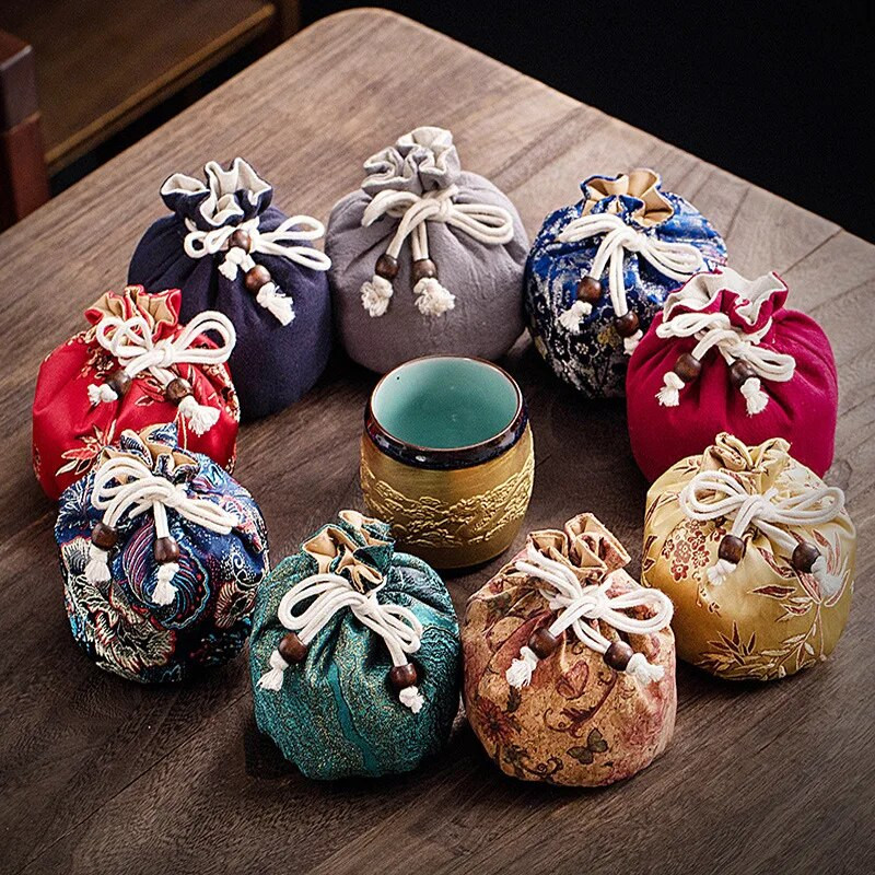 Kelioninis nešiojamasis arbatos reikmenų krepšys Nedūžtantis apsauginis dangtelis Kiniškas arbatinukas dovanų paketas Antikvarinis maišelis papuošalų laikymo krepšys