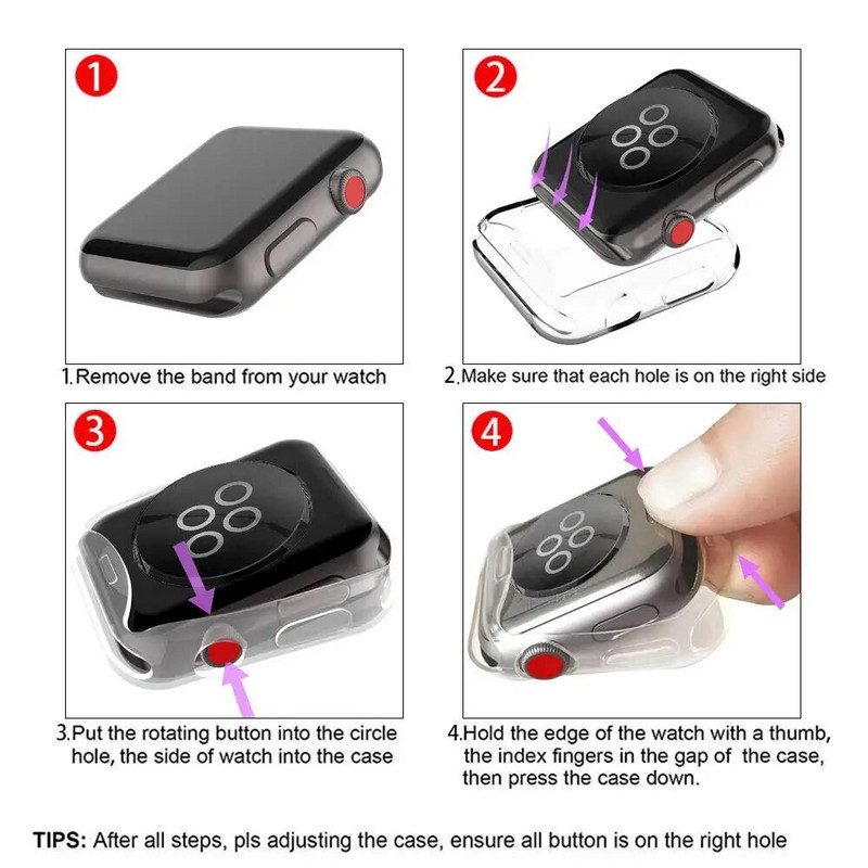 „Apple Watch Ultra“ dangtelis 9 8 7 6 SE 5 4 Ekrano apsauga, skirta „iWatch“ serijai 38 mm 40 mm 41 mm 42 mm 44 mm 45 mm 49 mm minkštas skaidrus dėklas