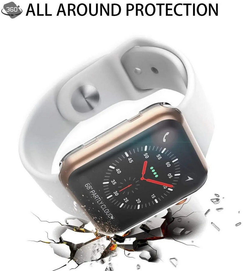 „Apple Watch Ultra“ dangtelis 9 8 7 6 SE 5 4 Ekrano apsauga, skirta „iWatch“ serijai 38 mm 40 mm 41 mm 42 mm 44 mm 45 mm 49 mm minkštas skaidrus dėklas