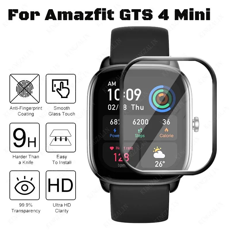 9D stiklo plėvelė, skirta Huami Amazfit GTS 4 Mini GTR 4 GTR Mini lenkta apsauginė ekrano apsauga, skirta Amazfit GTS4 4mini minkštam stiklui