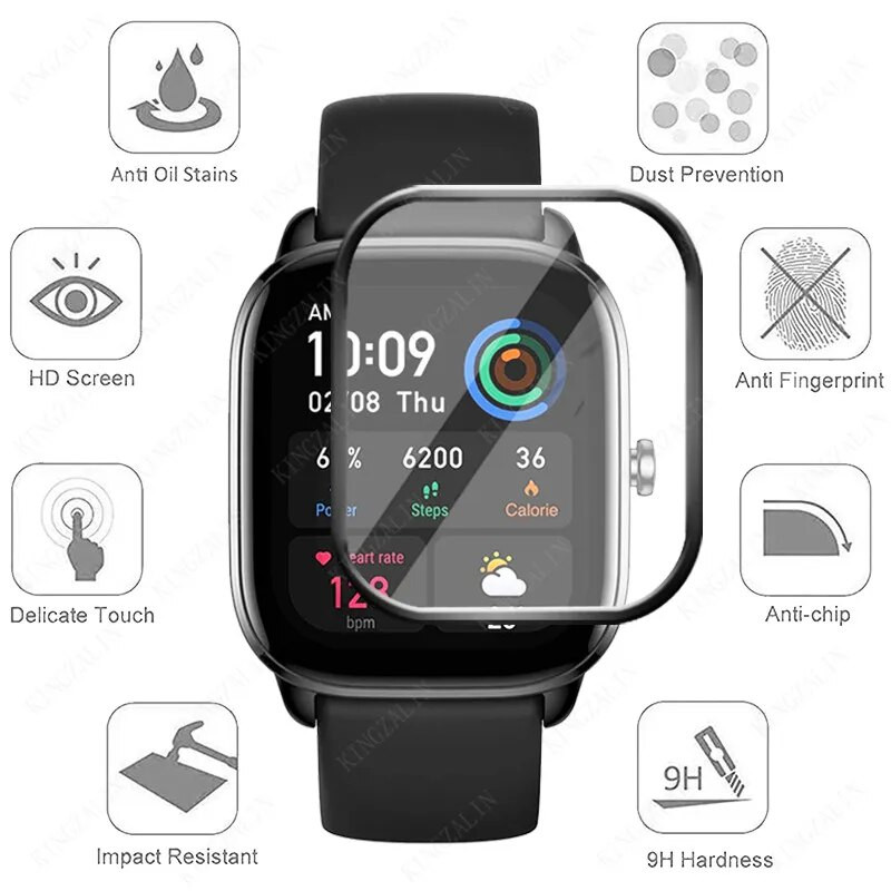 9D stiklo plėvelė, skirta Huami Amazfit GTS 4 Mini GTR 4 GTR Mini lenkta apsauginė ekrano apsauga, skirta Amazfit GTS4 4mini minkštam stiklui