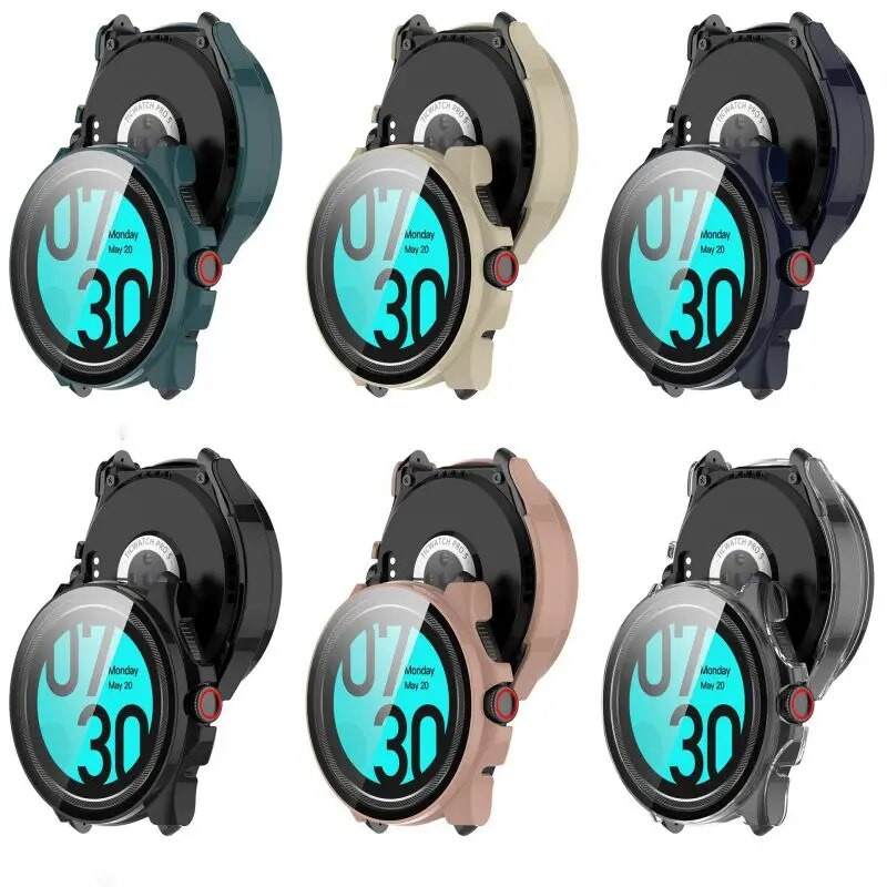 Grūdintas stiklas + dėklo dangtelis, skirtas Ticwatch Pro 5 Smart Watch dirželis Apsauginis buferis Ekrano apsauga Shell Film Tic Watch Pro5