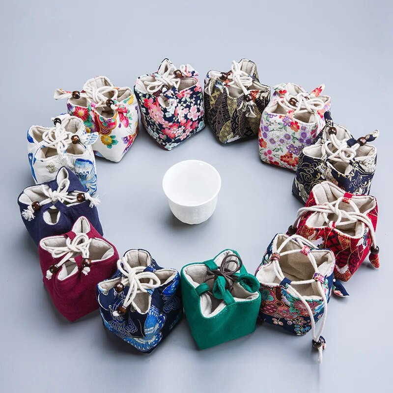 Jianzhan vieno arbatos puodelio laikymo maišelis Medvilninis kanapių arbatos puodelis arbatos puodelis Pakavimo maišelis Kelioniniai nešiojami arbatos ceremonijos priedai ZD44