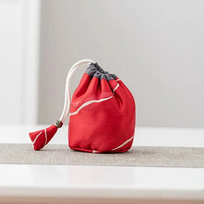 Spausdinti kinų stiliaus sutirštinti arbatos maišeliai Medvilniniai audiniai Kelioniniai arbatos puodeliai Arbatos ceremonijos laikymo maišeliai Arbatos puodai Protable maišelis ZD49