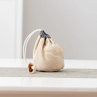 Spausdinti kinų stiliaus sutirštinti arbatos maišeliai Medvilniniai audiniai Kelioniniai arbatos puodeliai Arbatos ceremonijos laikymo maišeliai Arbatos puodai Protable maišelis ZD49