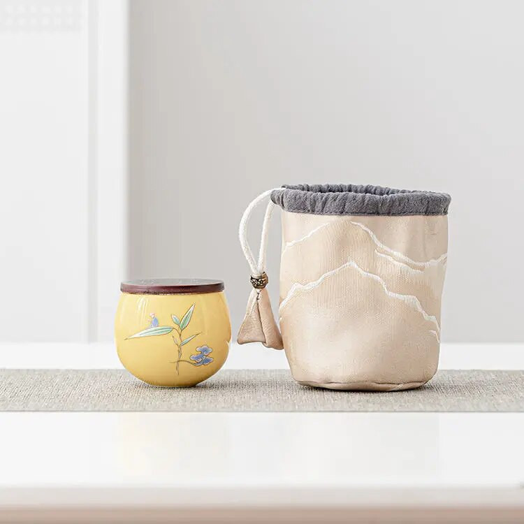 Spausdinti kinų stiliaus sutirštinti arbatos maišeliai Medvilniniai audiniai Kelioniniai arbatos puodeliai Arbatos ceremonijos laikymo maišeliai Arbatos puodai Protable maišelis ZD49