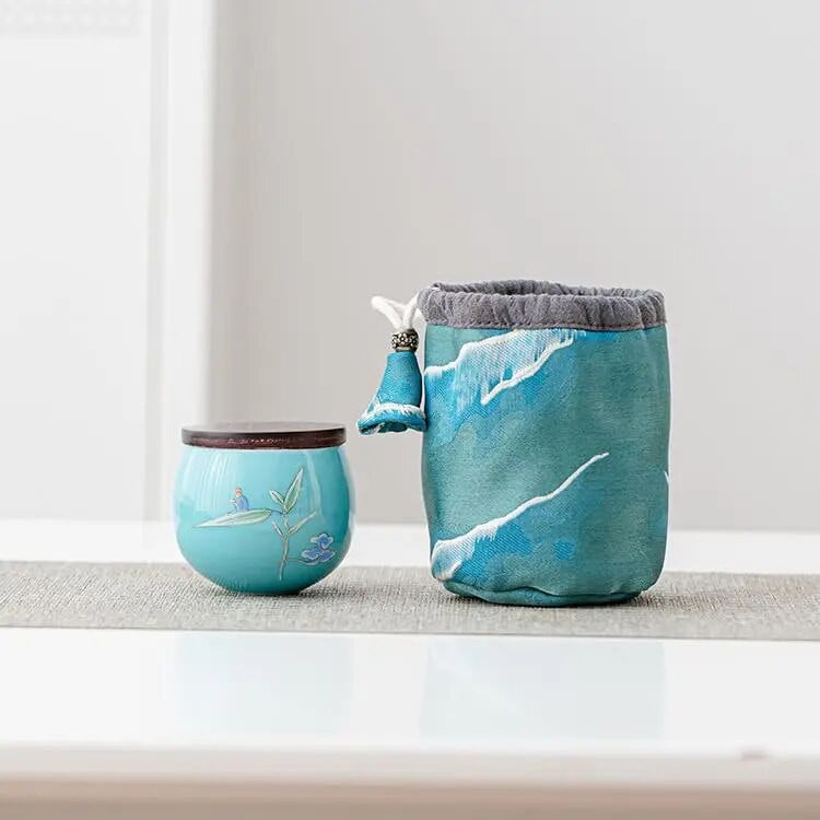 Spausdinti kinų stiliaus sutirštinti arbatos maišeliai Medvilniniai audiniai Kelioniniai arbatos puodeliai Arbatos ceremonijos laikymo maišeliai Arbatos puodai Protable maišelis ZD49