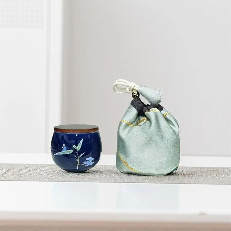 Spausdinti kinų stiliaus sutirštinti arbatos maišeliai Medvilniniai audiniai Kelioniniai arbatos puodeliai Arbatos ceremonijos laikymo maišeliai Arbatos puodai Protable maišelis ZD49