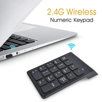 Мини безжична цифрова клавиатура 2,4 GHz Numpad 18 клавиша Цифрова клавиатура Pave Numpad за счетоводен касиер Лаптоп Notebook Таблети