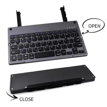 Сгъваема мини клавиатура с държач за телефон Сгъваема подложка Табла за ключове с Bluetooth връзка Въртяща се за телефон, лаптоп, таблет