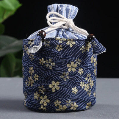 Kinietiško stiliaus medvilninis skalbinių laikymo maišelis Kelioninis arbatos rinkinys Arbatos puodelis Arbatinukas Nešiojamas maišelis Rūšiavimo maišelis Arbatos ceremonijos priedai ZD45