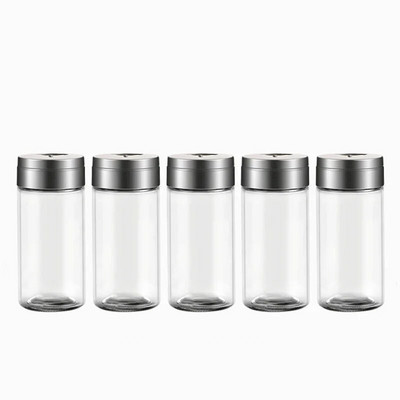 Stikliniai prieskonių indeliai su nerūdijančio plieno dangteliu Prieskonių indeliai Prieskonių indelis Druskos pipirų plaktuvai Prieskonių organizatoriai Virtuvės įrankiai