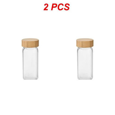 1/2/4 vnt. 120 ml didmeninė prekyba akacijos medžio dangteliu kvadratiniai stikliniai indeliai virtuvės prieskonių butelis stalo druskos skonio ir prieskonių įrankiai
