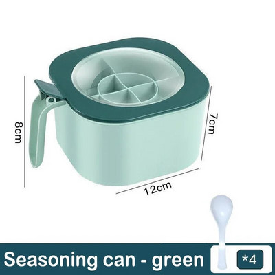 4-ühes maitseainekarp lusikaga vürtsipurk Mitme kambriga soola-pipra maitseainepurgid potid Köögitarvikud maitseainekonteiner