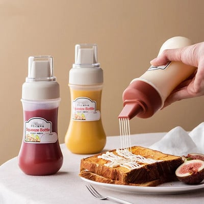 350 ml-es szószból kinyomható fűszeres üveg 5 lyukú fúvókákkal műanyag ketchup mustárszószok olívaolajos üvegek konyhai kiegészítők