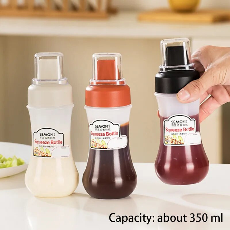 350 ml padažo išspaudžiamas pagardų butelis su 5 skylučių purkštukais plastikinis kečupas garstyčių padažai alyvuogių aliejaus buteliai Virtuvės priedai