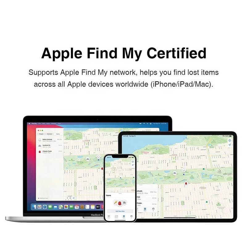 MFI Smart Tag Mini GPS Locator Vaikai Vieta realiuoju laiku Naminiai gyvūnai Šuo Katė Vaikai Raktas Dviračio žymeklis su Apple Surasti mano korėjiečių ispanų k.