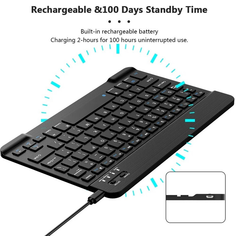 Mini tastatură Bluetooth fără fir rusă tastatură tabletă spaniolă tastatură reîncărcabilă pentru tabletă ipad telefon mobil laptop