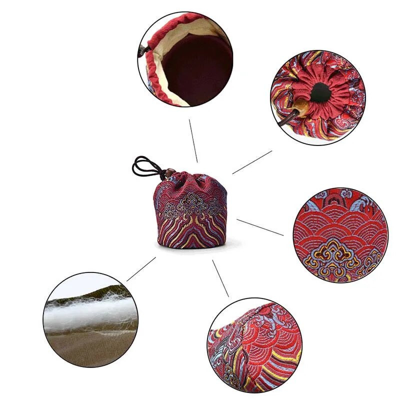 Arbatos rinkinys mažas vienas puodelis Jianzhan ryšulio kišenė maža arbatos skardinės laikymo maišelis Brocade medvilnės kanapių arbatos indų audinio laikymo maišelis ZC361