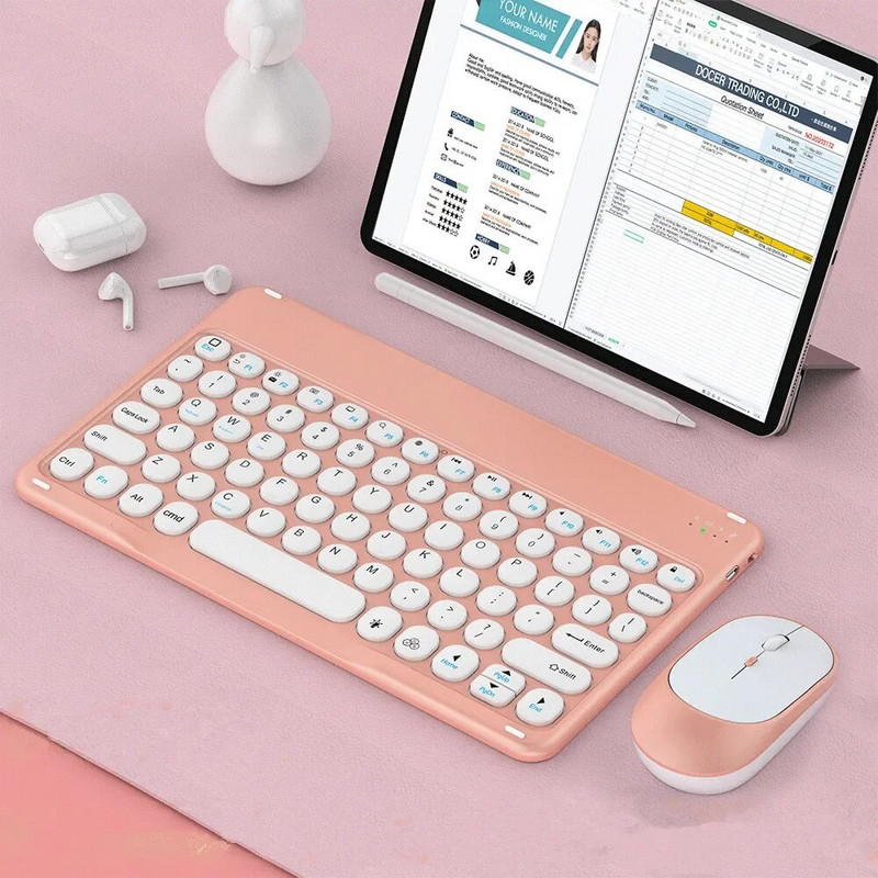 Pārnēsājama uzlādes planšetdatora bezvadu tastatūra iPad ierīcēm Samsung Xiaomi Huawei Teclado Bluetooth tastatūras un pele IOS Android ierīcēm