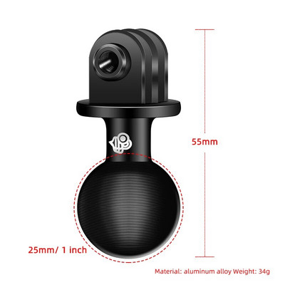 1 colio rutulinės galvutės adapterio tvirtinimo pagrindo motociklo vairo galinio vaizdo veidrodžio laikiklis, skirtas DJI GoPro Insta360 veiksmo kameros priedui