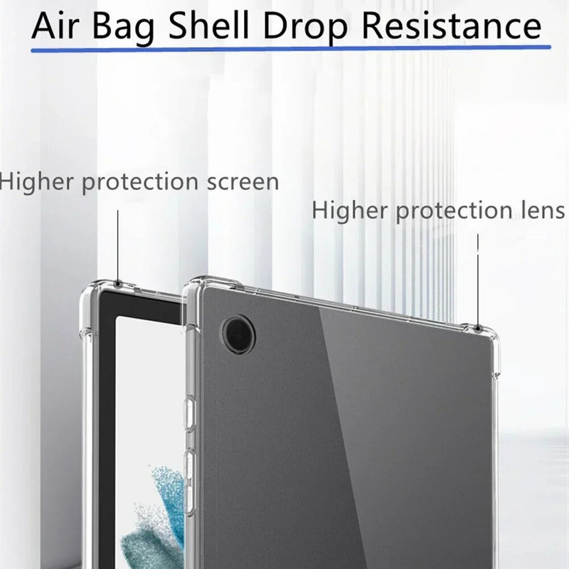 Skirtas Samsung Galaxy Tab A8 10.5 2021 SM-X200 SM-X205 dėklui TPU silikoninis oro pagalvės dangtelis Skaidrus Fundas skirtas Galaxy A8 SM-X200 X205