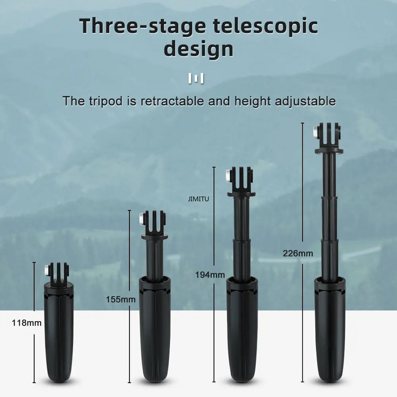 skirta Gopro Vlog trikojis Sulankstomas trikojis Mini nešiojamas vienkojis, skirtas Go Pro Hero 11 10 8 7 Black Session Osmo veiksmo kameros priedas