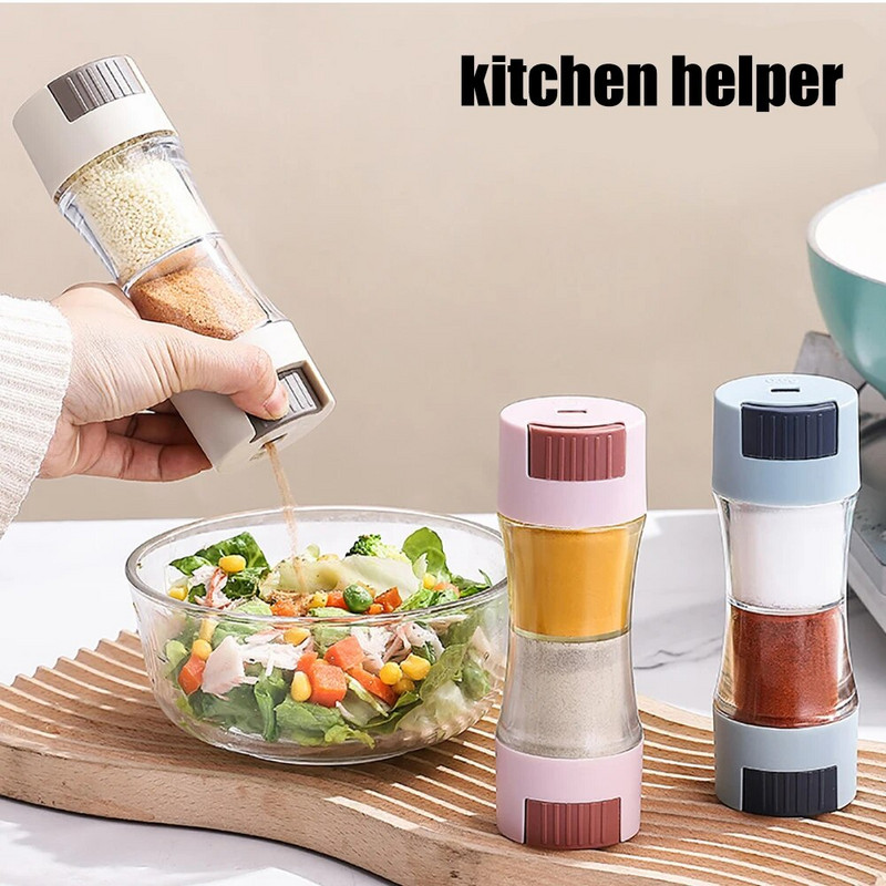 Soľnička na koreničku s otvormi na nalievanie, dvojitá nádoba na korenie na jedálenský stôl, organizér na korenie, predmety pre domáce hotely