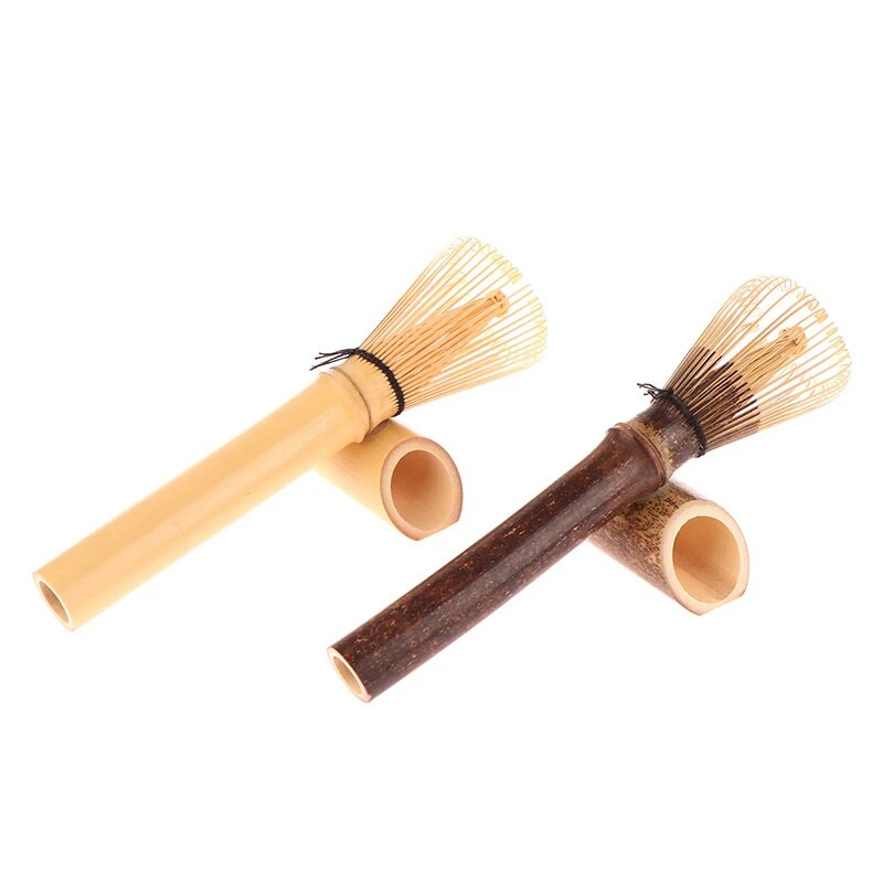 Matcha šluotelė su ilga rankena Matcha miltelių šepetėlio įrankis Matcha ceremonijos priedas Japoniško stiliaus rankomis garbanotas bambuko arbatos plaktuvas