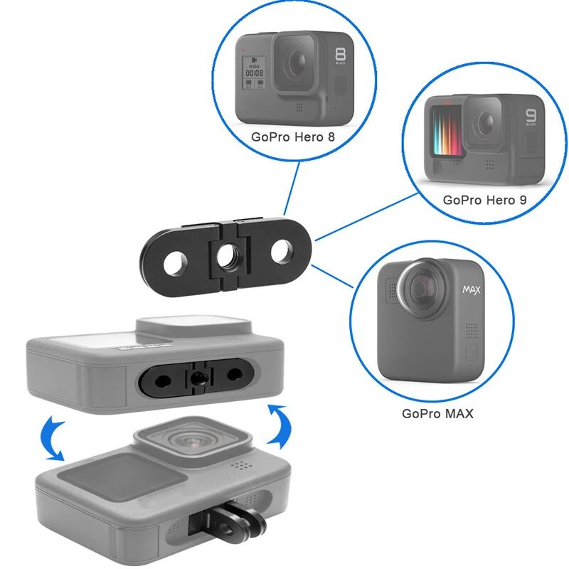Pakaitiniai sulankstomi pirštai, skirti GoPro Hero11/10/9/8 magnetinio adapterio laikikliui su 1/4 trikojo jungties prievadu, skirtu korpuso rankenos monopodui