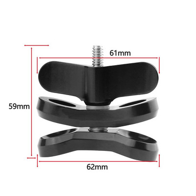 1-palcový adaptér s guľovou hlavou, 1/4" skrutka, pevný držiak, motýľový klip pre zrkadlovku GoPro, podvodný potápačský držiak, svorka na svetlo