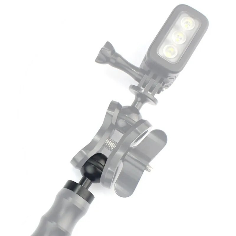 1 colio rutulinės galvutės adapteris 1/4 colio prisukamas fiksuotas drugelio segtukas, skirtas Gopro SLR fotoaparatui po vandeniu nardymo laikiklio dėklo šviesos spaustukas