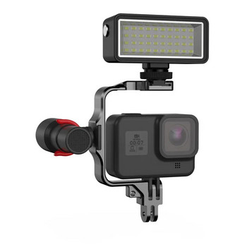 Статив за екшън камера с метална рамка за GoPro 12 11 10 9 8 Светкавица Държач за монтиране на микрофон с адаптер за студена обувка за Sjcam Yi DJI
