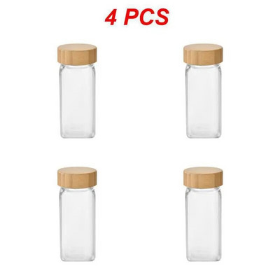 1/2/4 vnt stikliniai prieskonių indeliai su bambuko dangteliu Prieskonių indeliai Druskos pipirų plaktuvai Prieskonių tvarkyklės virtuvės prieskonių indelių rinkinys