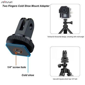 Адаптер за монтиране на статив SOONSUN 1/4“ за GoPro Hero 12 11 10 9 8 Стойка за студена обувка за камера за DJI AKASO SJCAM Аксесоари Eken Go Pro