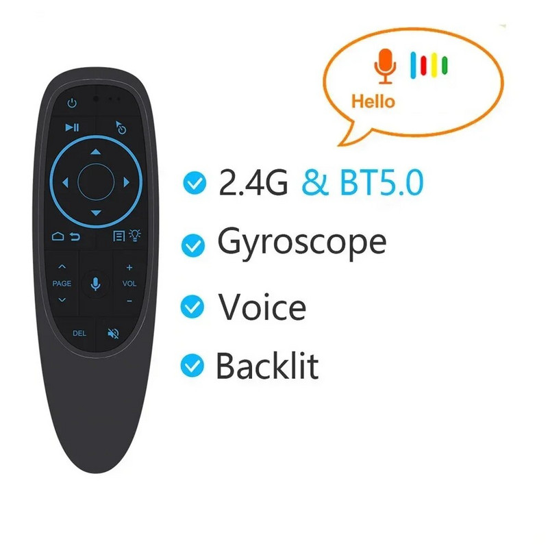 G10S Pro BT Balso nuotolinio valdymo pultas 2.4G belaidė oro pelė su giroskopu IR mokymasis, skirtas Android TV Box PC