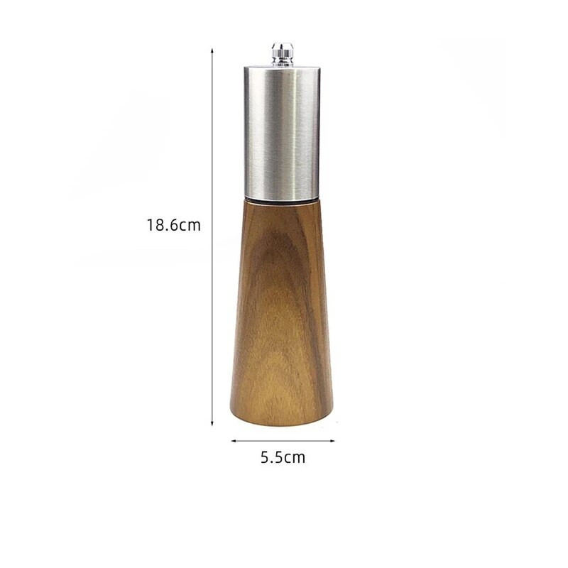 Medinė pipirų rankinė malūnėlis prieskonių plaktuvas Stambios druskos malimo prieskonių kanistras Prieskonių butelis Prieskonių indelis Virtuvės įrankiai