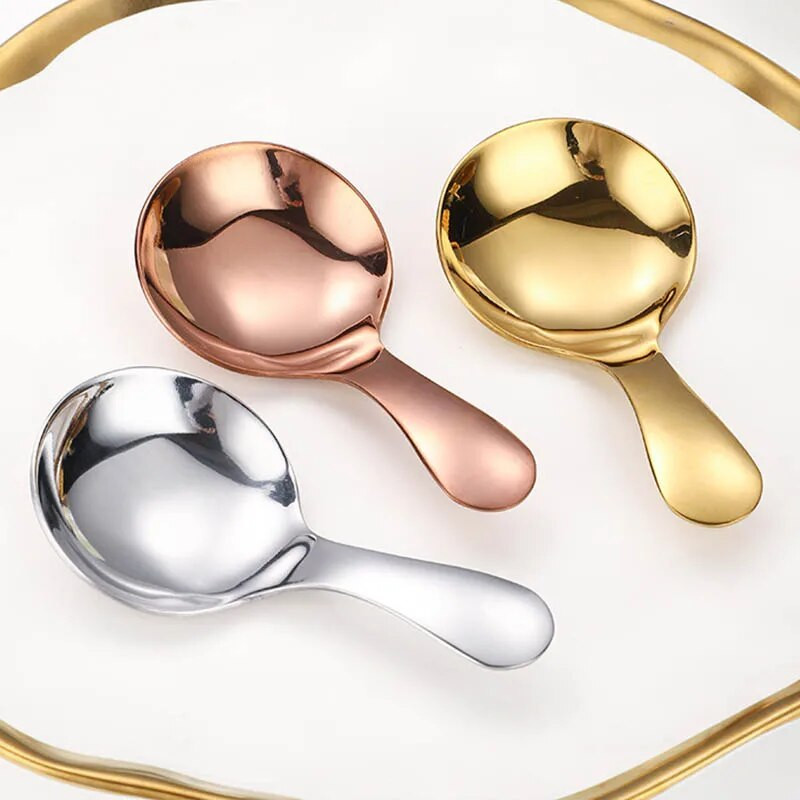 Nerūdijančio plieno trumpo koto šaukštas ledų desertinis pyragas šaukštai kūrybingi maži apvalūs arbatos kaušeliai buitiniai virtuvės indai