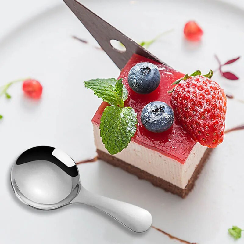 Nerūdijančio plieno trumpo koto šaukštas ledų desertinis pyragas šaukštai kūrybingi maži apvalūs arbatos kaušeliai buitiniai virtuvės indai