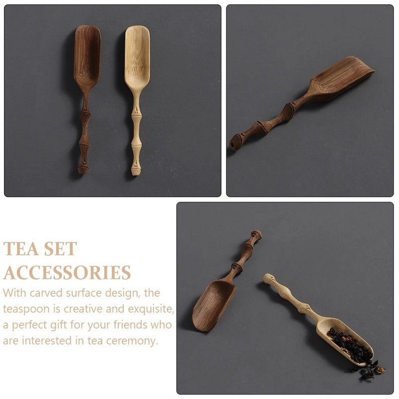 Arbatinis šaukštelis Bambukas kaušeliui Drožinėti arbatos reikmenys Šaukštelis Praktiški arbatiniai šaukšteliai