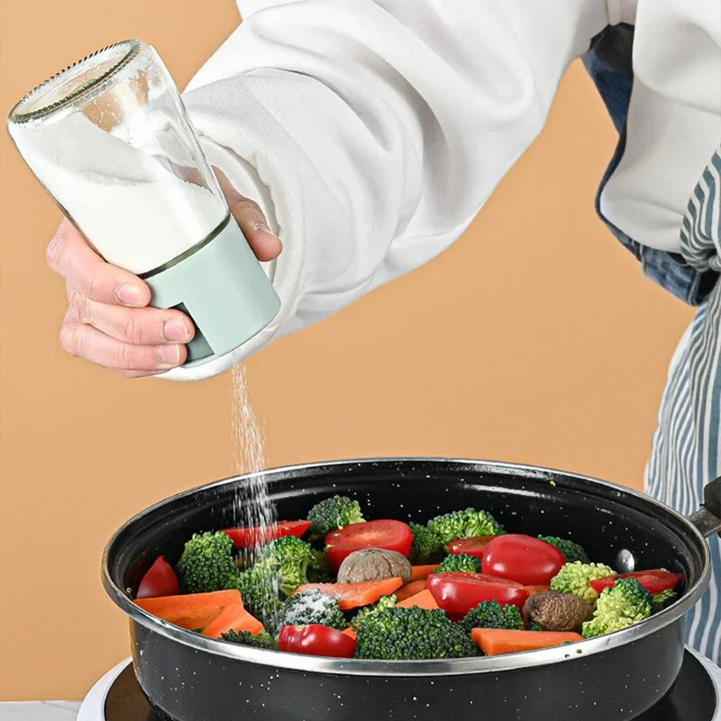 Ossayi 180ml Stikliniai druskos rūsiai Stiklainiai Indelis Vieną kartą paspaustas 0,5 g Virtuvės prieskonių Prieskonių Prieskonių Pipirų plaktuvo butelis