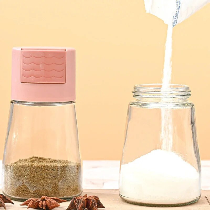 Ossayi 180ml Stikliniai druskos rūsiai Stiklainiai Indelis Vieną kartą paspaustas 0,5 g Virtuvės prieskonių Prieskonių Prieskonių Pipirų plaktuvo butelis