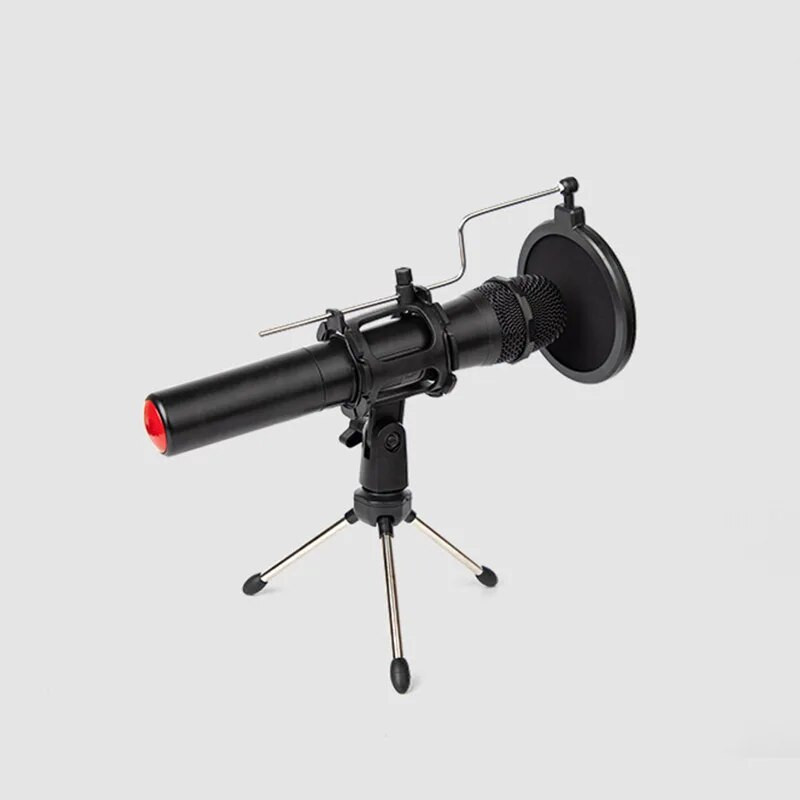 Mikrofono stovas Reguliuojamas stalinis trikojis kompiuteriniam vaizdo įrašymui su mikrofono priekinio stiklo filtro dangteliu