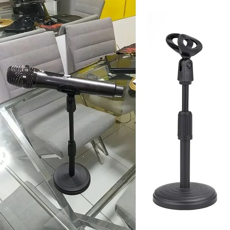 Настолна стойка за микрофон Надстроена регулируема настолна стойка за микрофон с основа Микрофонен държач Щипка за микрофон за пеене на подкасти