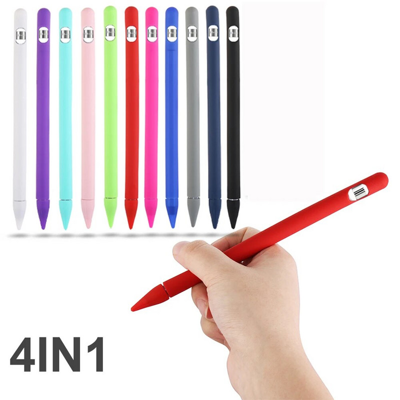 kartos dėklas, skirtas iPad Tablet Touch Pen Stylus apsauginis dėklas 4 viename spalvingas minkštas silikoninis dangtelis, skirtas Apple Pencil 1st