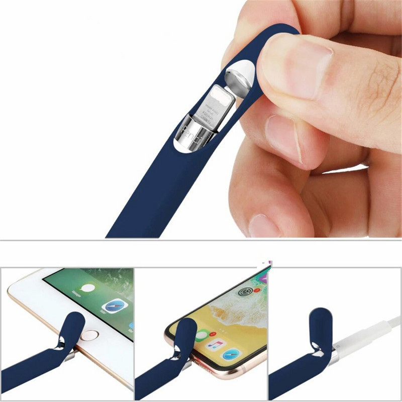 kartos dėklas, skirtas iPad Tablet Touch Pen Stylus apsauginis dėklas 4 viename spalvingas minkštas silikoninis dangtelis, skirtas Apple Pencil 1st