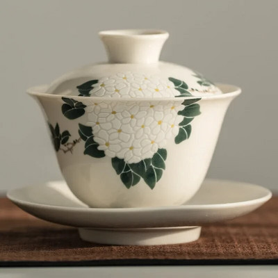 Keraminių augalų pelenų rankų darbo tureen keramikos Kung Fu arbatos rinkinys dubuo Sopera De Ceramica Gaiwan chrizantema arbata dovana vaikinui