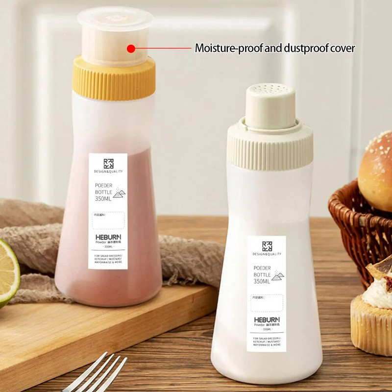 Miltų druskos išspaudimo talpykla su dangteliu pipirų plaktuvu Prieskonių druskos cukraus buteliukas virtuvės įrankis Prieskonių indelis silikono skardinės prieskonių butelis