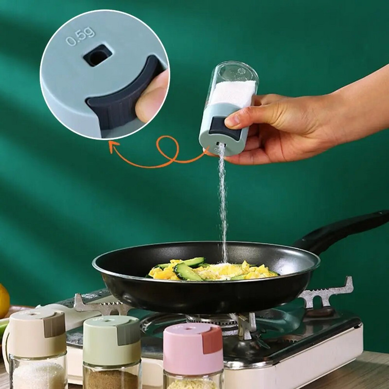 0,5g Δοσομετρική αναδευτήρας αλατιού Τύπος ώθησης Δοχείο αλατιού Μπουκάλι ζάχαρης Πιπέρι μπαχαρικών Αναδευτήρας αλατιού SpiceJar Μπουκάλι καρυκευμάτων