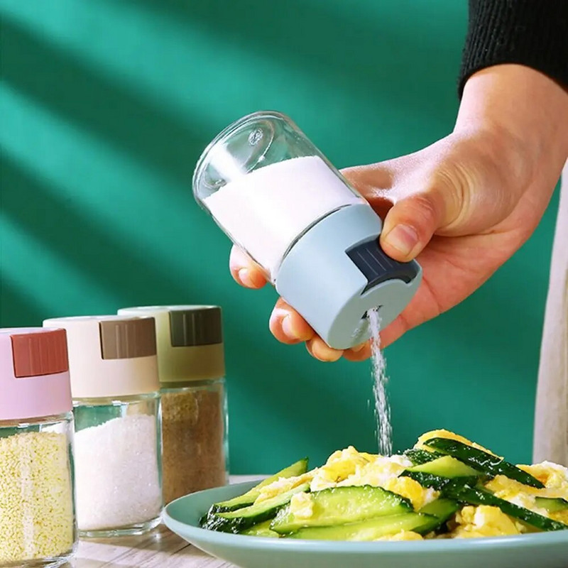 0,5g Δοσομετρική αναδευτήρας αλατιού Τύπος ώθησης Δοχείο αλατιού Μπουκάλι ζάχαρης Πιπέρι μπαχαρικών Αναδευτήρας αλατιού SpiceJar Μπουκάλι καρυκευμάτων